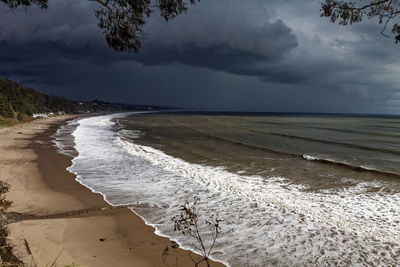 Scenic view of beach against sky