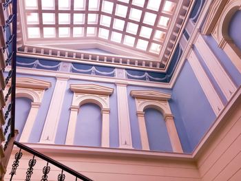 Low angle view of skylight in building