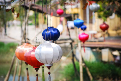 Colorful lanterns hanging outdoors