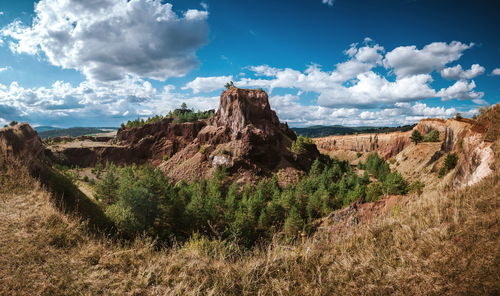 Panoramic view of landscape against cloudy sky