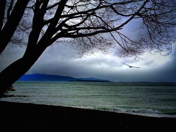 Scenic view of sea against cloudy sky