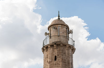 Low angle view of lighthouse against sky