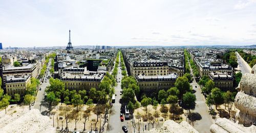 High angle shot of road along cityscape