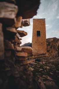 Low angle view of old historic building against sky