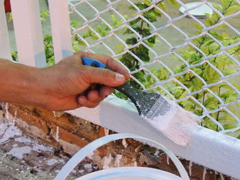 Close-up of person hand holding water