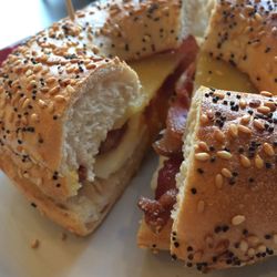 Close-up of sandwich in plate