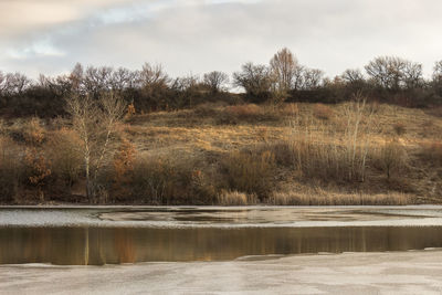 Scenic view of lake against sky