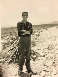 Portrait of a man standing on beach