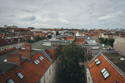 High angle view of townscape against sky