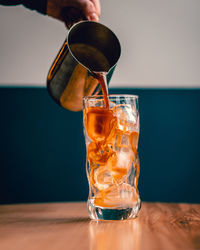 Close-up of wineglass on table