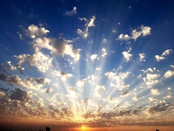 Low angle view of dramatic sky during sunset