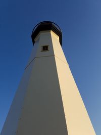 Low angle view of lighthouse against clear sky