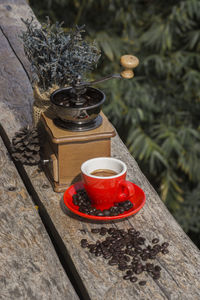 Coffee cup on table