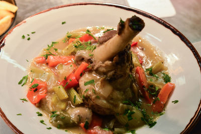 Close-up of food served in plate