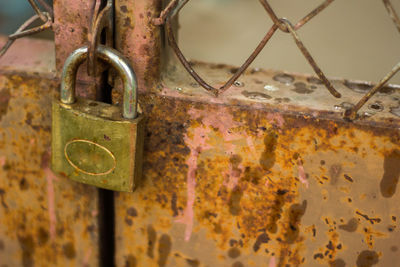 Close-up of rusty metal door