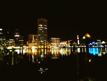 Illuminated cityscape at night