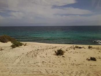 Scenic view of sea against cloudy sky