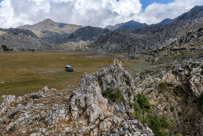 Scenic view of mountains against sky