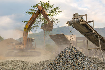 Excavator working at construction site