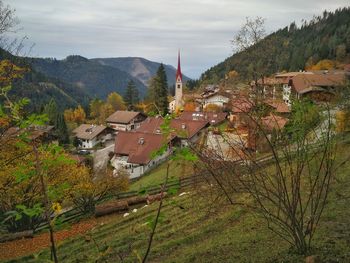 High angle view of townscape against sky
