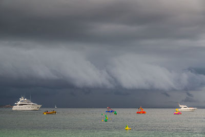 Sailboats on sea against sky. spain