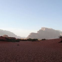 Scenic view of beach against clear sky