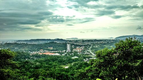 Scenic view of sea against cloudy sky