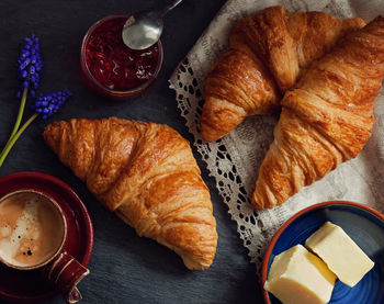 Close-up of fresh croissants