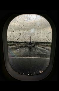 View of through airplane window