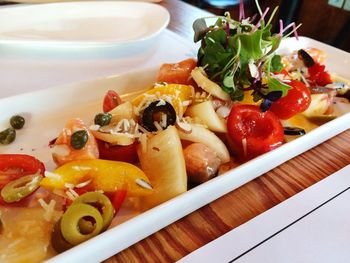 Close-up of salad in plate on table