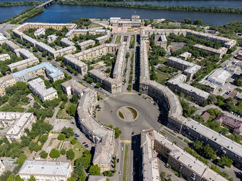 High angle view of buildings in city