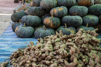 Close-up of stack of fruits at market stall