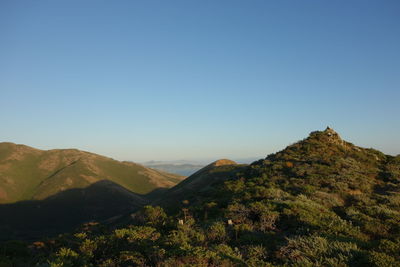 Scenic view of mountains against clear sky