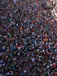 High angle view of group of people in park