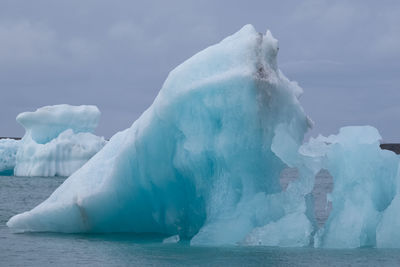 Scenic view of frozen sea against sky