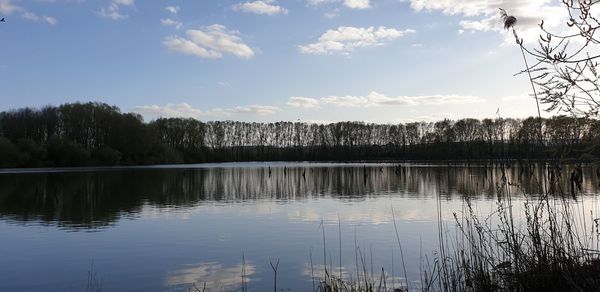 Scenic view of lake against sky