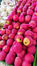 Full frame shot of apples for sale in market