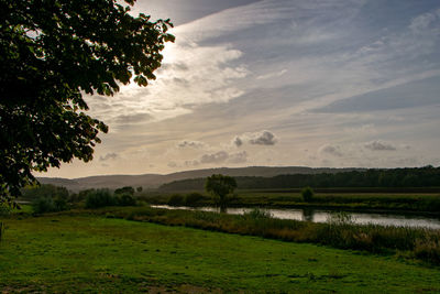 Scenic view of field against sky