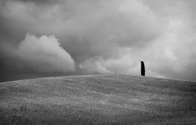 Scenic view of land against sky