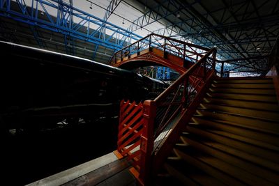 Low angle view of staircase in factory