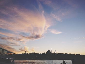 View of city at sunset