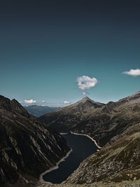 View over the zillertal alps to a reservoir in the zillergrund.