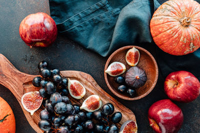 High angle view of fruit on table