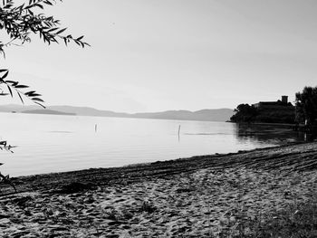 Scenic view of sea against clear sky