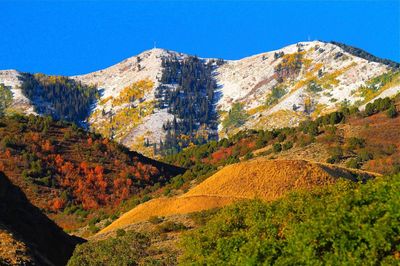 Scenic view of mountains against clear sky