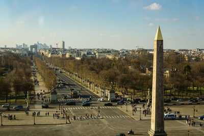 High angle view of city against sky