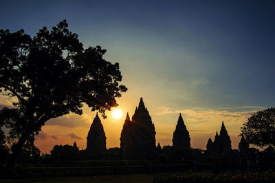 Silhouette of temple during sunset