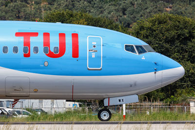 View of airplane on airport runway