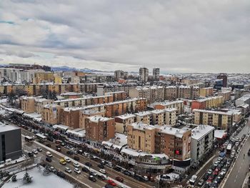 High angle view of cityscape against sky