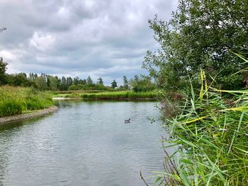 Scenic view of lake against sky